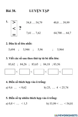 VBT bài 38: Luyện tập
