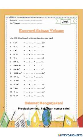 Konversi satuan Volume