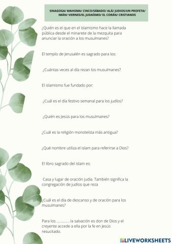 Religiones monoteístas