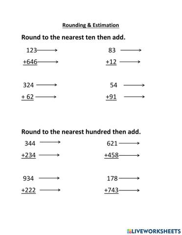 Rounding And Estimating Answers- Addition