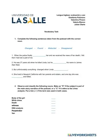 Vocabulary task - podcast