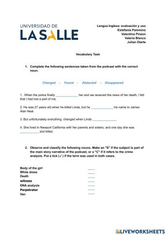 Vocabulary task - podcast