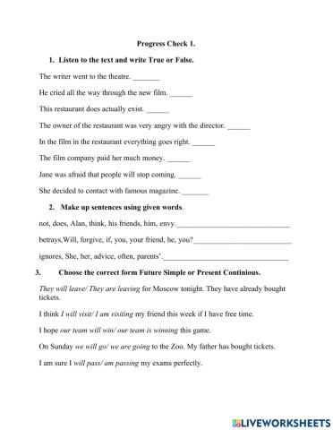 Progress Check 1 - 9 grade