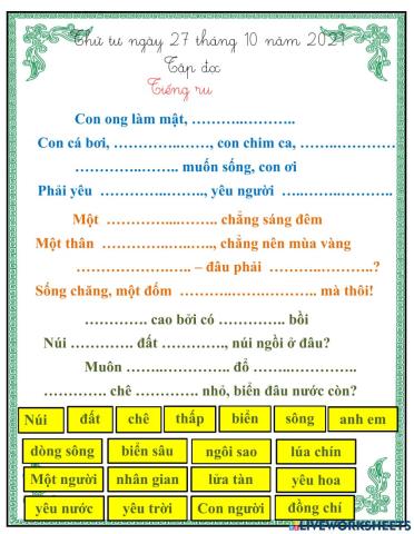 Tập đọc: Tiếng ru