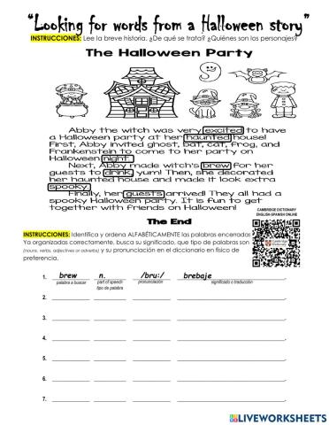 Looking for words from Halloween Story