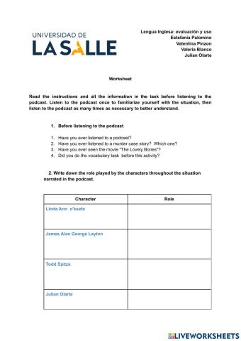 Worksheet- podcats