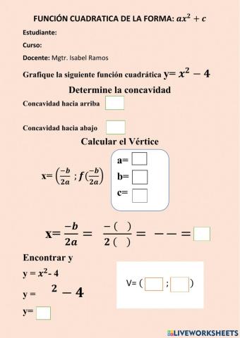 Función cuadrática tipo y-x2+c