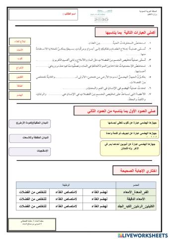 الهضم والإخراج