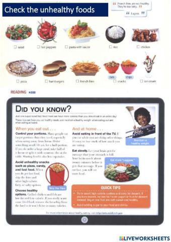 Reading: Healthy Foods