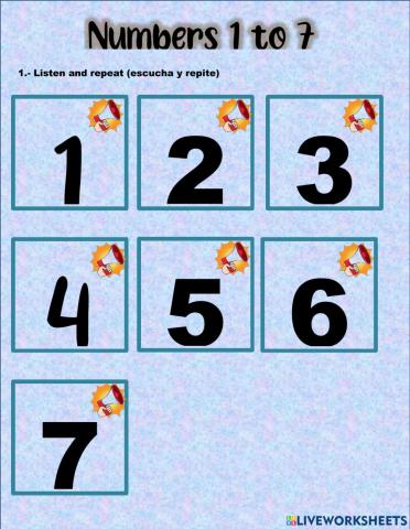 Numbers 1 to 7