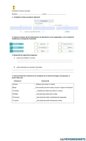 Ciencias, masa y volumen
