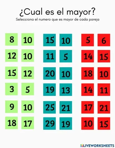 Selecciona el numero mayor de cada pareja