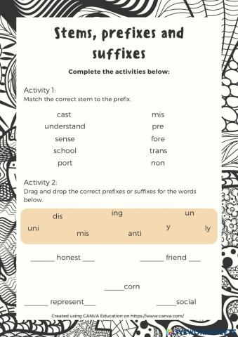 Prefixes and suffixes revison