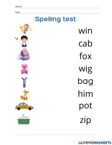 Match Spelling words