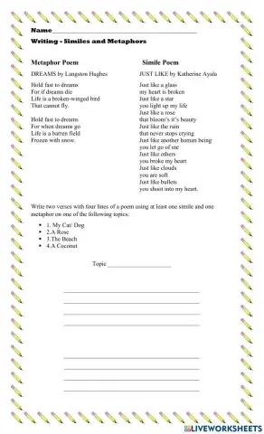 Writing Poems with Similes and Metaphors