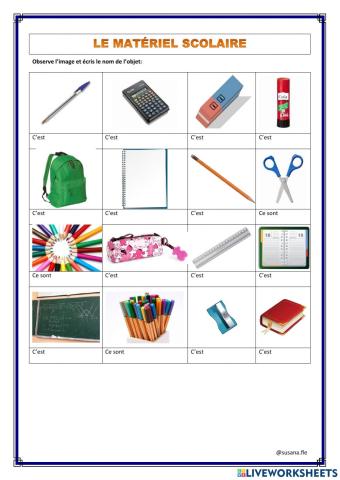 Le matériel scolaire