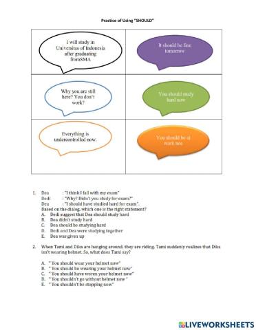 Practice on using Should