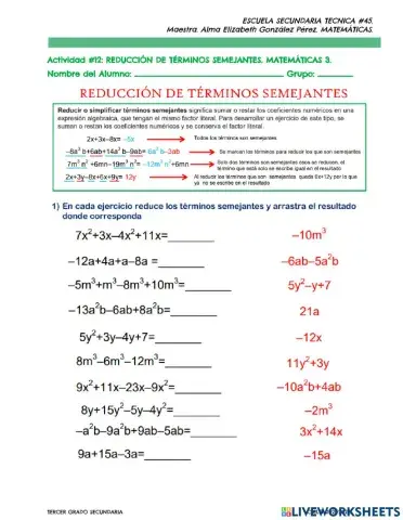 Actividad 12. reduccion termnos semejantes