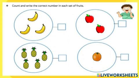 Counting sets of fruits and veggies