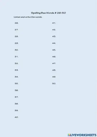 Spelling Bee Joaquin 26-50