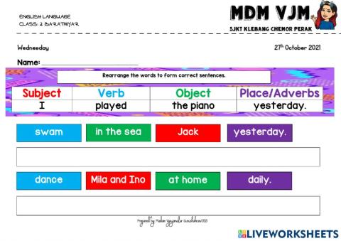 Fun Activities (Rearrange the Words)