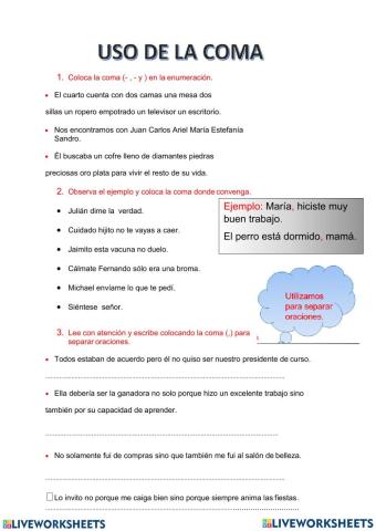 Uso de la coma
