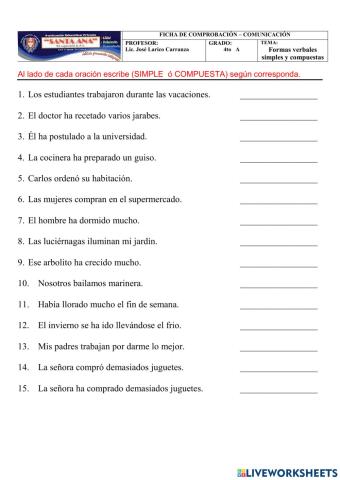 Formas verbales simples y compuestas