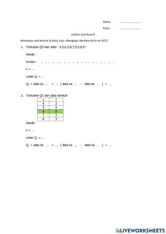 Latihan Soal Kuartil