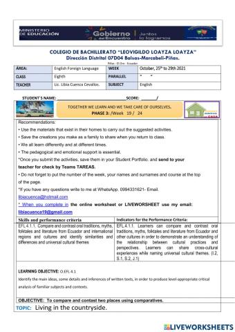 Living in the countryside.