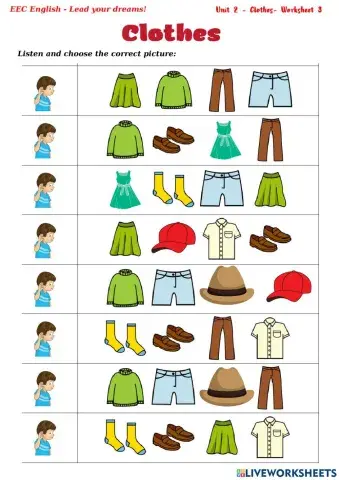 Unit 2- Clothes - Worksheet 3