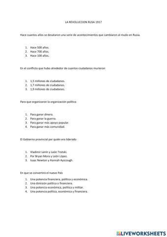 La revolución rusa de 1917