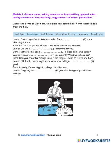Modals 1: Complete this conversation with expressions from the box. (Sam's story)