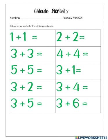 Calculo mental 2