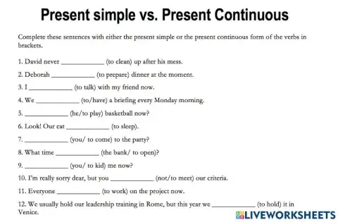 Present simple and present continuous