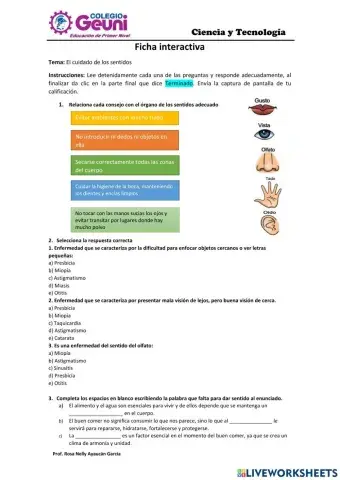 Cuidado de los órganos de los sentidos