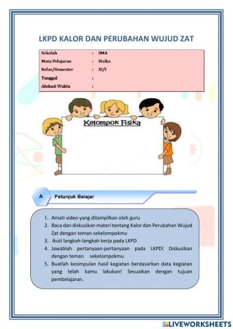 LKPD Kalor dan Perubahan Wujud Zat