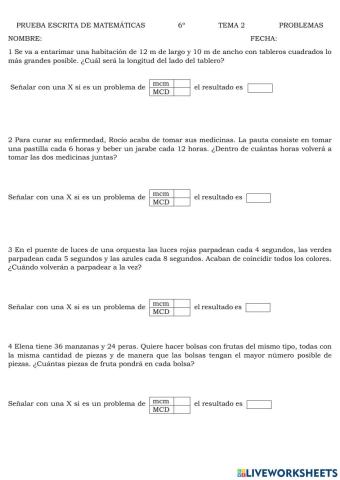 6 PROBLEMAS MCD Y mcm
