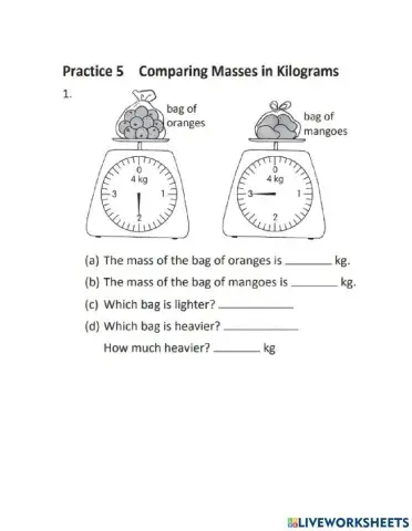 Comparing mass in kg