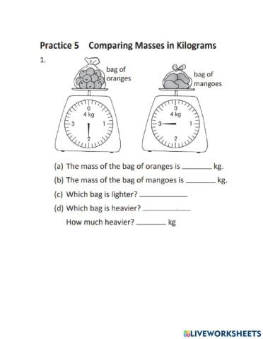 Comparing mass in kg