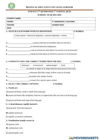 Fossils and Systems of the body