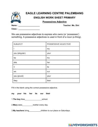 Possessive Adjective