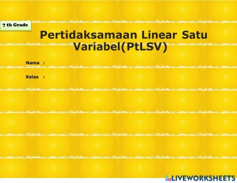 Pertidaksamaan Linear Satu variabel