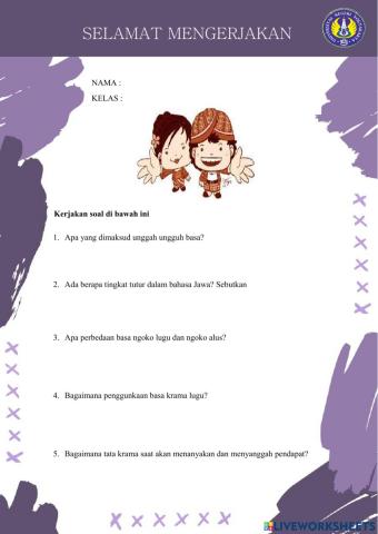 Soal evaluasi unggah ungguh basa open answer question