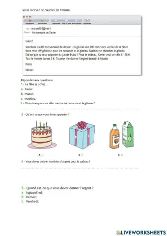 Exercices pendant le test