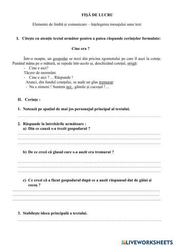 Fișă de lucru