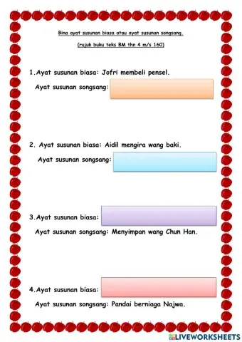 Bina ayat songsang dan ayat biasa