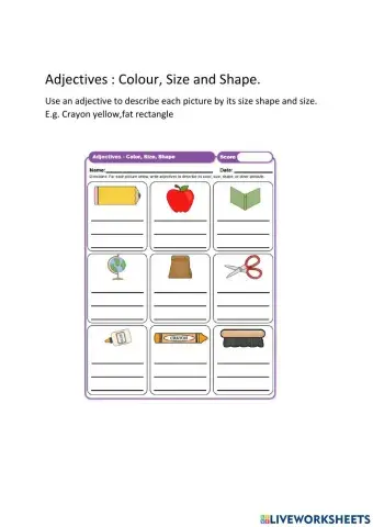 Adjective Colour ,Size and Shape