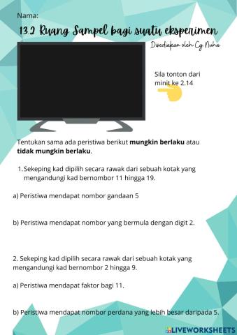 13.2.1 ruang sampel bagi suatu eksperimen