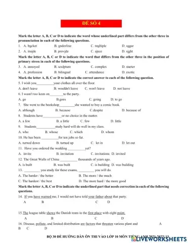 Ôn thi vào 10 - đê 4