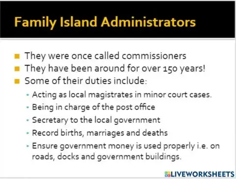 Family Island Adminstrator's Duties